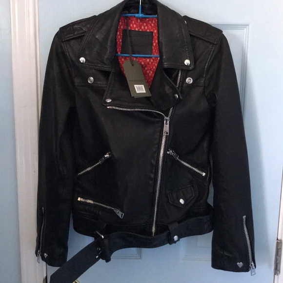 All Saints Estae Leather Biker Jacket - Picture 3 of 8